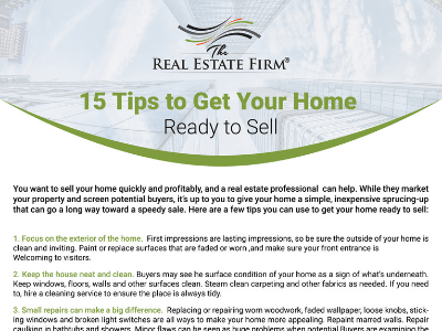 15 TIPS TO GET YOUR HOME READY TO SELL