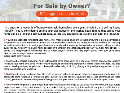 FOR SALE BY OWNERS – 5 THINGS TO KEEP IN MIND