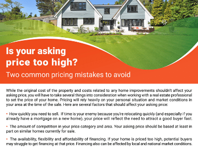 IS YOUR ASKING PRICE TOO HIGH